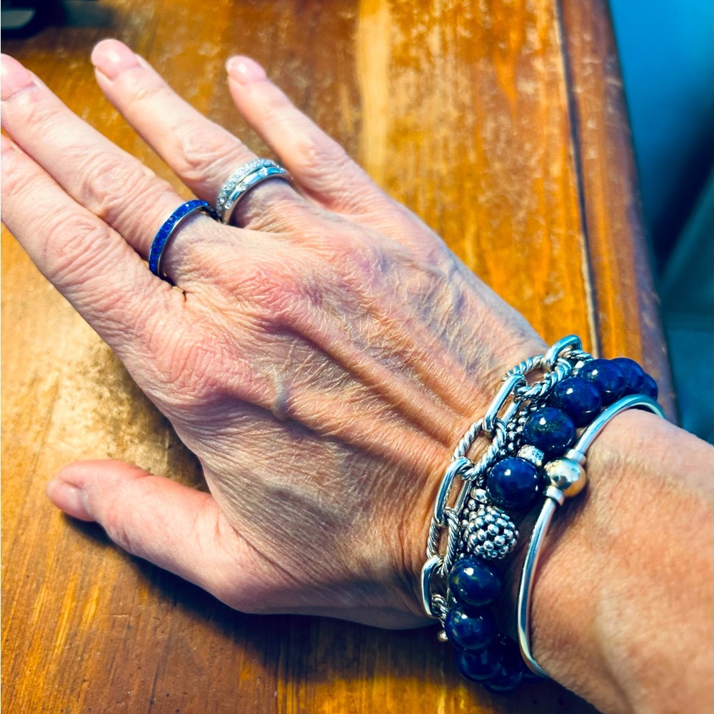 💎Sapphire Blue CZ Stainless Steel Full Circle Band!💎